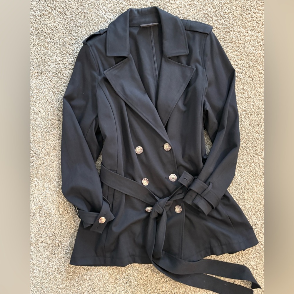 Lane Bryant Black Double-Breasted Trench Coat